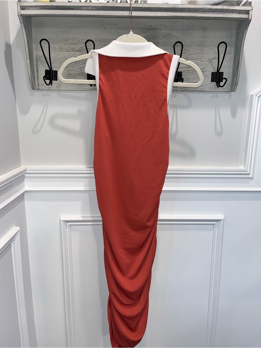 Sleeveless Rust Red Collared Women's Dress